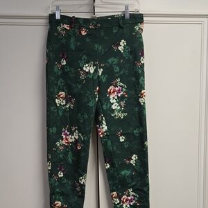 H&M Dark Green Floral Cropped Pants